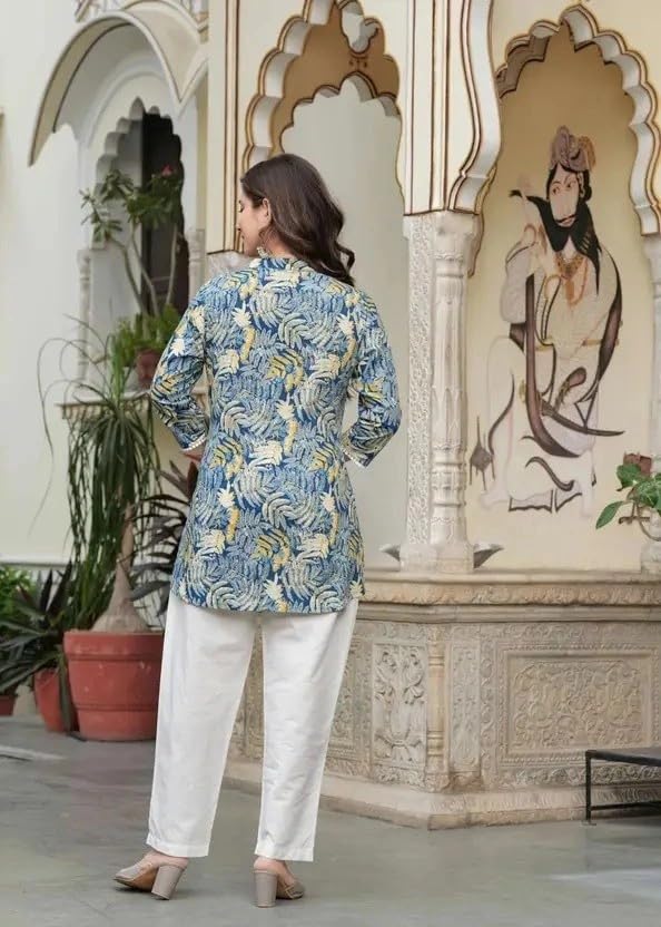 Image of Women's Short Kurti in TopsTunic Rayon Cotton Blend | Ladies Ethnic Tunic