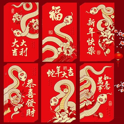 36 envelopes vermelhos de ano novo chinês de 2025, pacotes vermelhos tradicionais de ano novo chinês