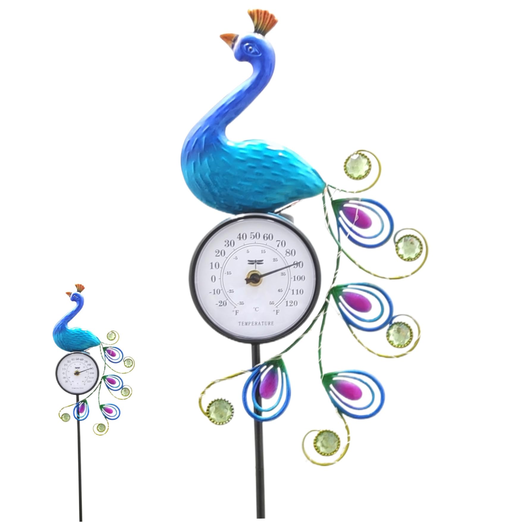 Thermomètre extérieur Design de paon de conception solaire étanche thermomètre extérieur avec pommette 42 pouces éclair