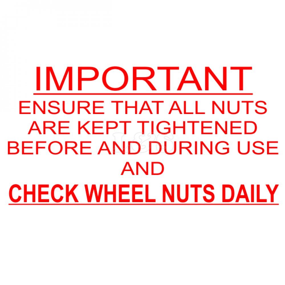 L&S Engineers Black Self Adhesive Label - Check Wheel Nuts