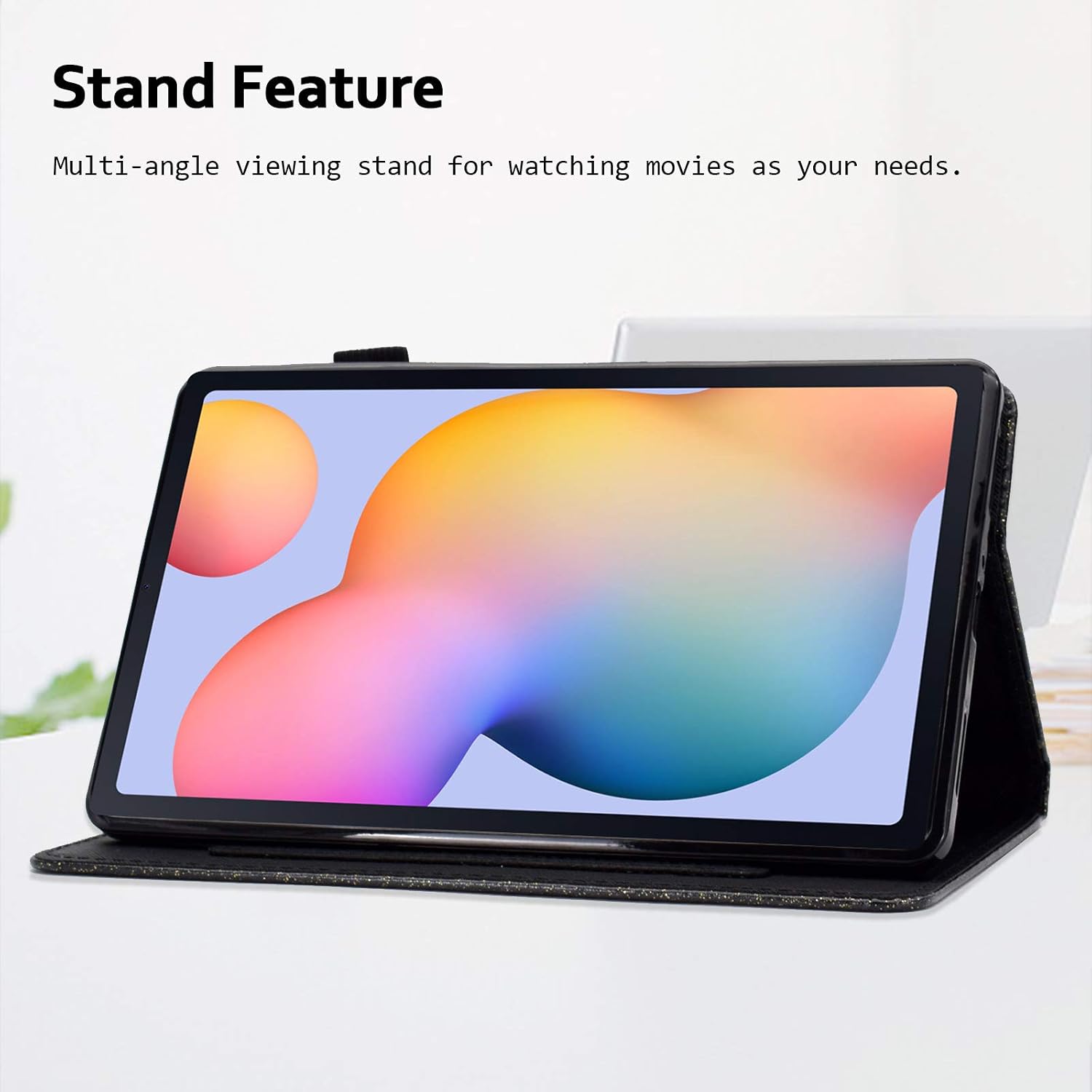 Glitter Case for Samsung Galaxy Tab S6 Lite 10.4" (2024/2022/2020), Techcircle Smooth Shiny PU Leather Stand Folio Soft Cover Magnetic Wallet Case with Pen Holder & Card Slots, Purple image 5