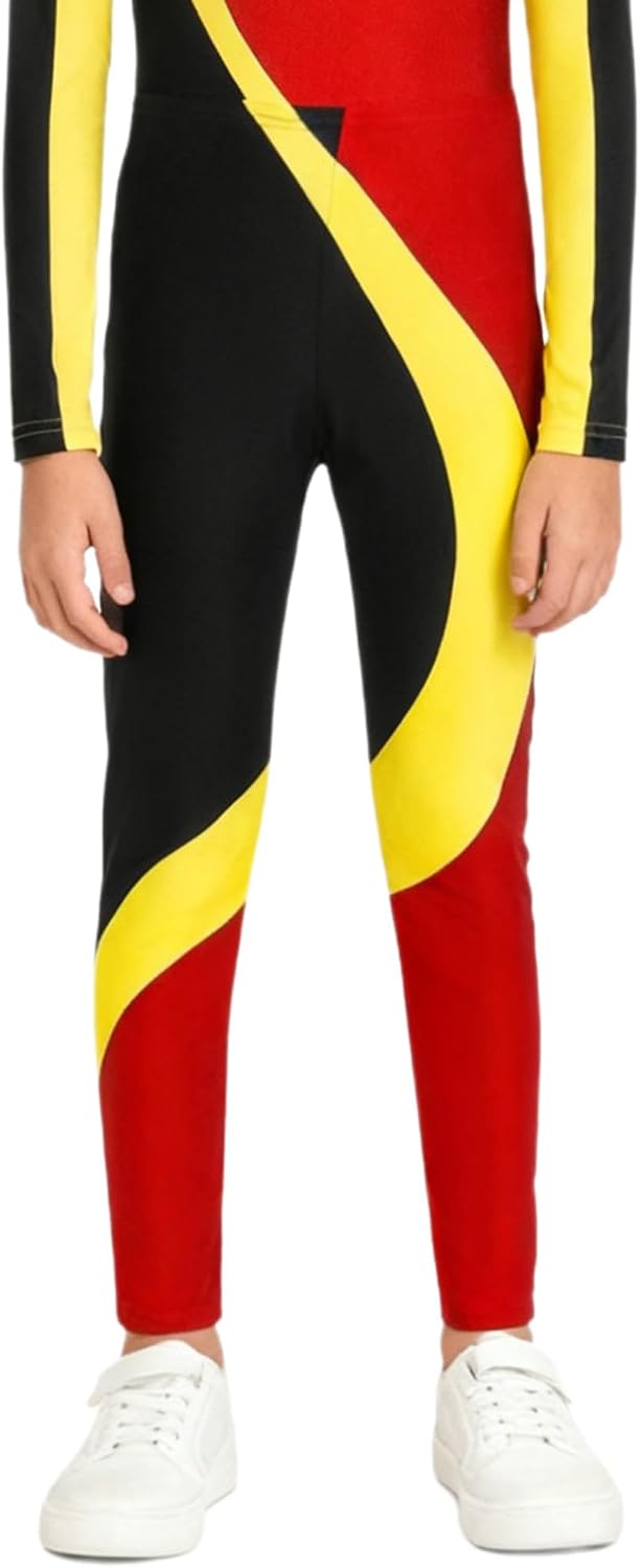 Kids Boys Gymnastics Sports Leggings Gym Sports Pants Training Competition Outfits Color Block Leggings