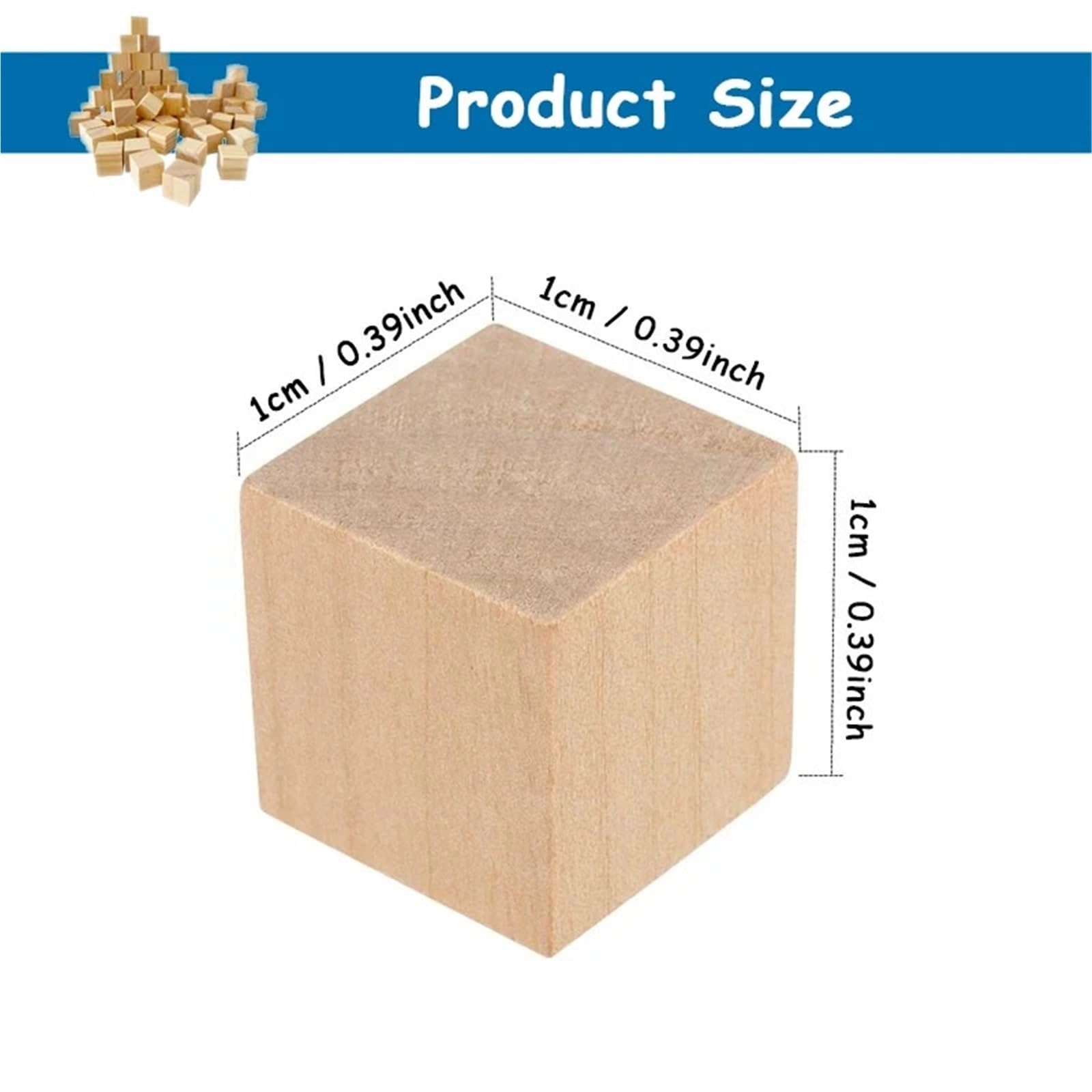 500 pezzi di cubi legno grezzi da 1 cm, blocchi quadrati naturale for progetti fai te, forniture artistiche for la decorazione della casa Per Hobby creativi
