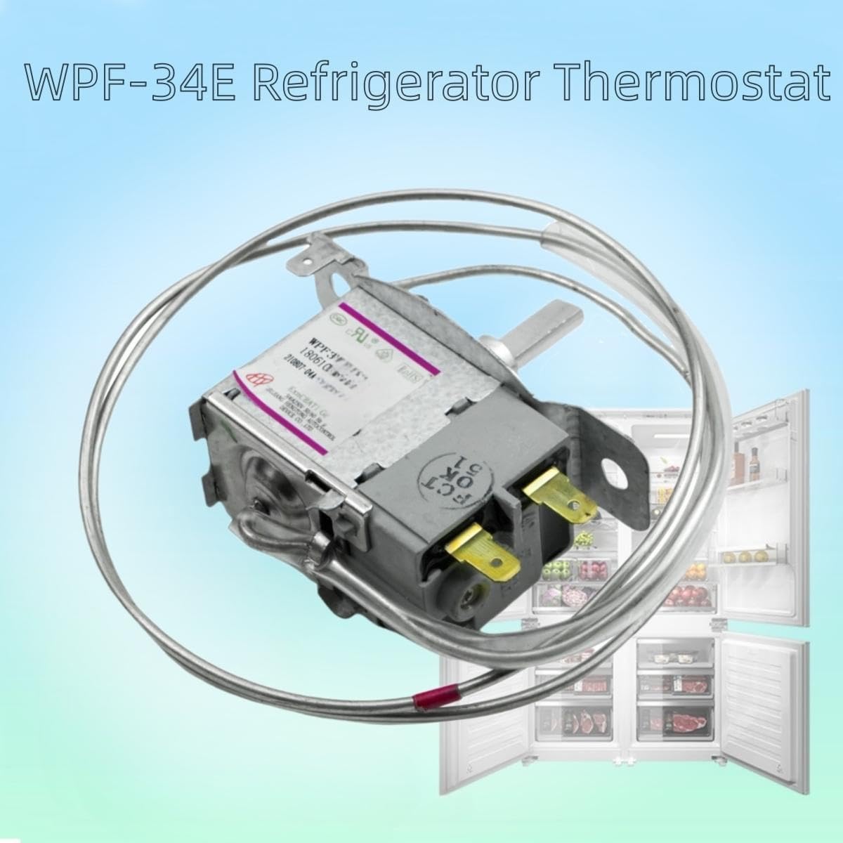 2-Pins Sensor Probe WPF-34E Refrigerator Thermostat Compatible with Hisense Refrigerators Replacement for Temperature Controller Parts WPF34E 1806104