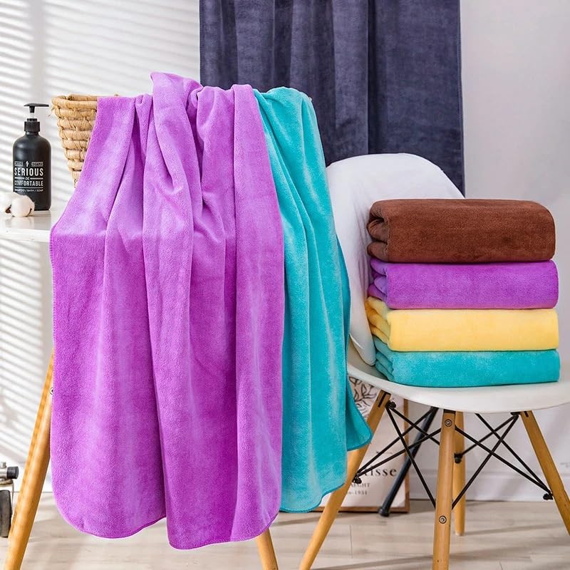 Serviette de Bain Grande Taille Serviette De Bain en Microfibre Épaisse 180x200CM, Absorbante Et À Séchage Rapide pour Sport Natation(Beige,180X200cm)