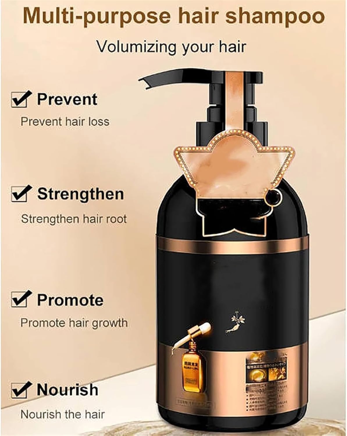 Shampoing anti-perte de cheveux, shampooing japonais au ginseng, shampooing Bai Hei Ke, shampooing volumisant multi-usages, shampooing anti-chute de cheveux à l'extrait de gingembre, formule