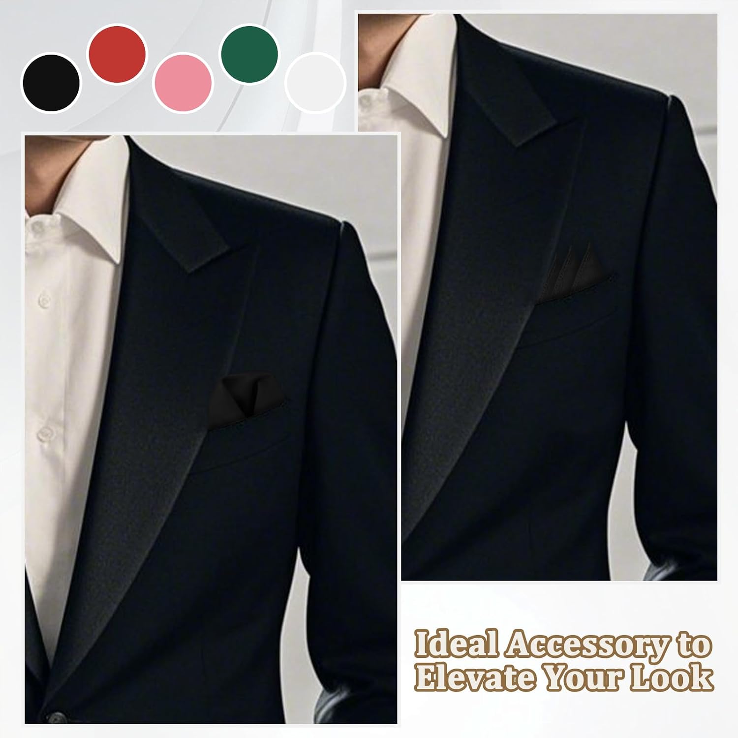 LJBFNN Pocket Squares for Men Handkerchief with Pocket Square Holder Mens Pocket Square for Suit Jacket Wedding Business