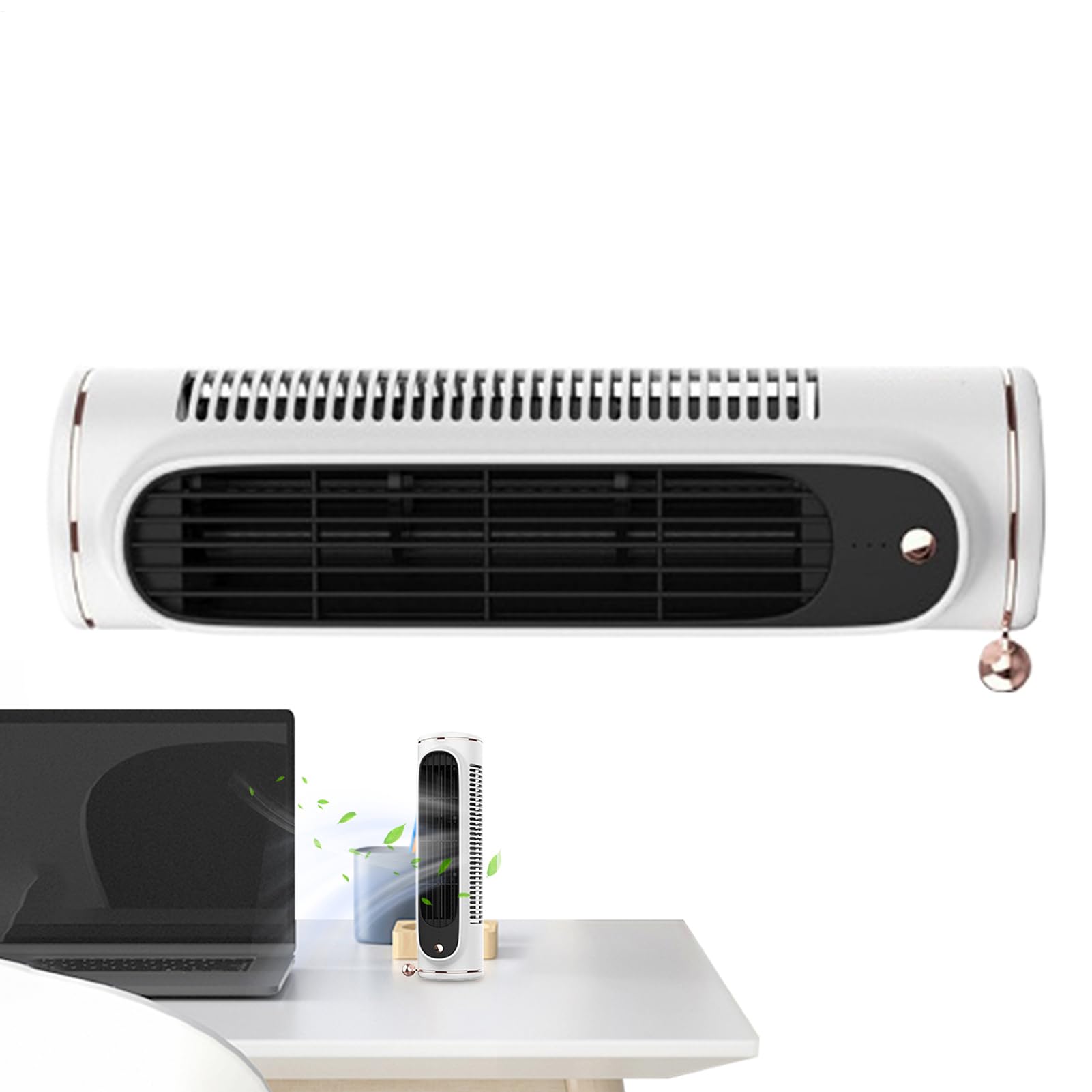 Ventilateur tour sans pales compact et portatif de bureau rechargeable à 3 vitesses