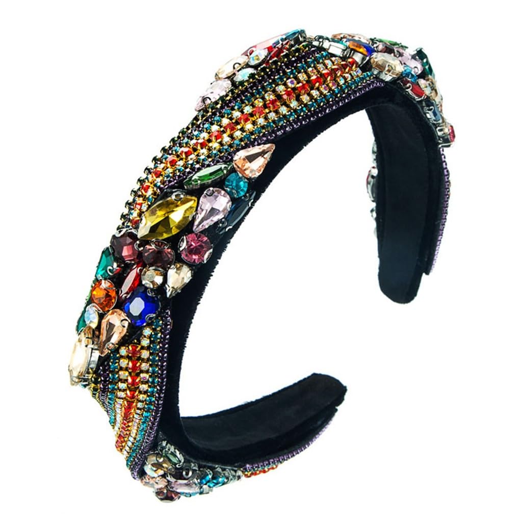 FMURY - Fascia per capelli con catena con strass, accessorio per capelli da donna