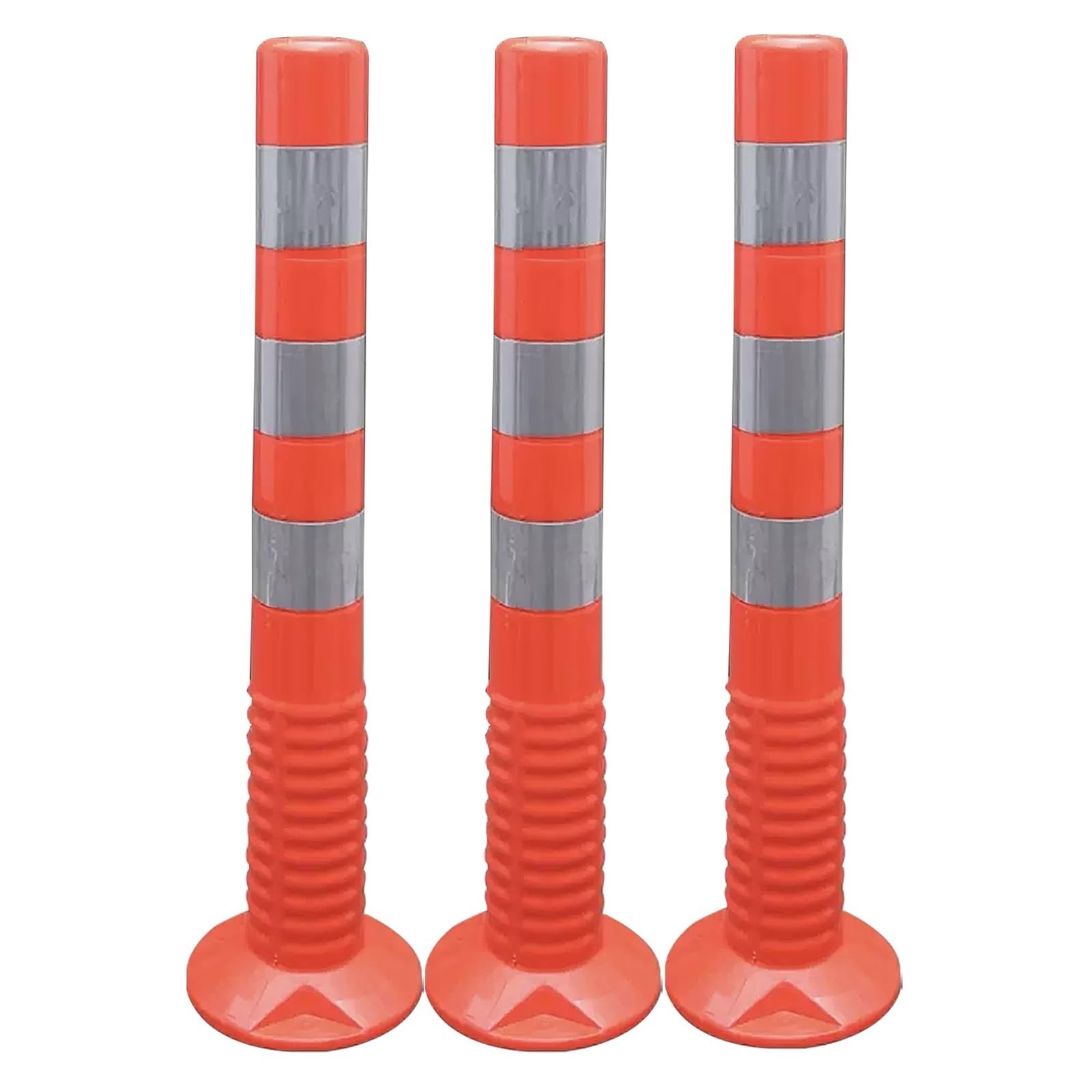 JYBNBBE Traffic Safety Cones,Flexible Delineator Safety Bollard,Commercial Driveway Barrier Post with Reflective Band, 3Pcs Caution Cones for Hospitals/Schools/Residential Crowd