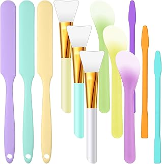 Patelai 12 Pcs Silicone Stir Sticks Kit, Silicone Epoxy Brushes, Stir Tool Sticks, Mixing Spoon, Scraper DIY Crafts Tools for Resin Epoxy Liquid Paint(Elegant Color)