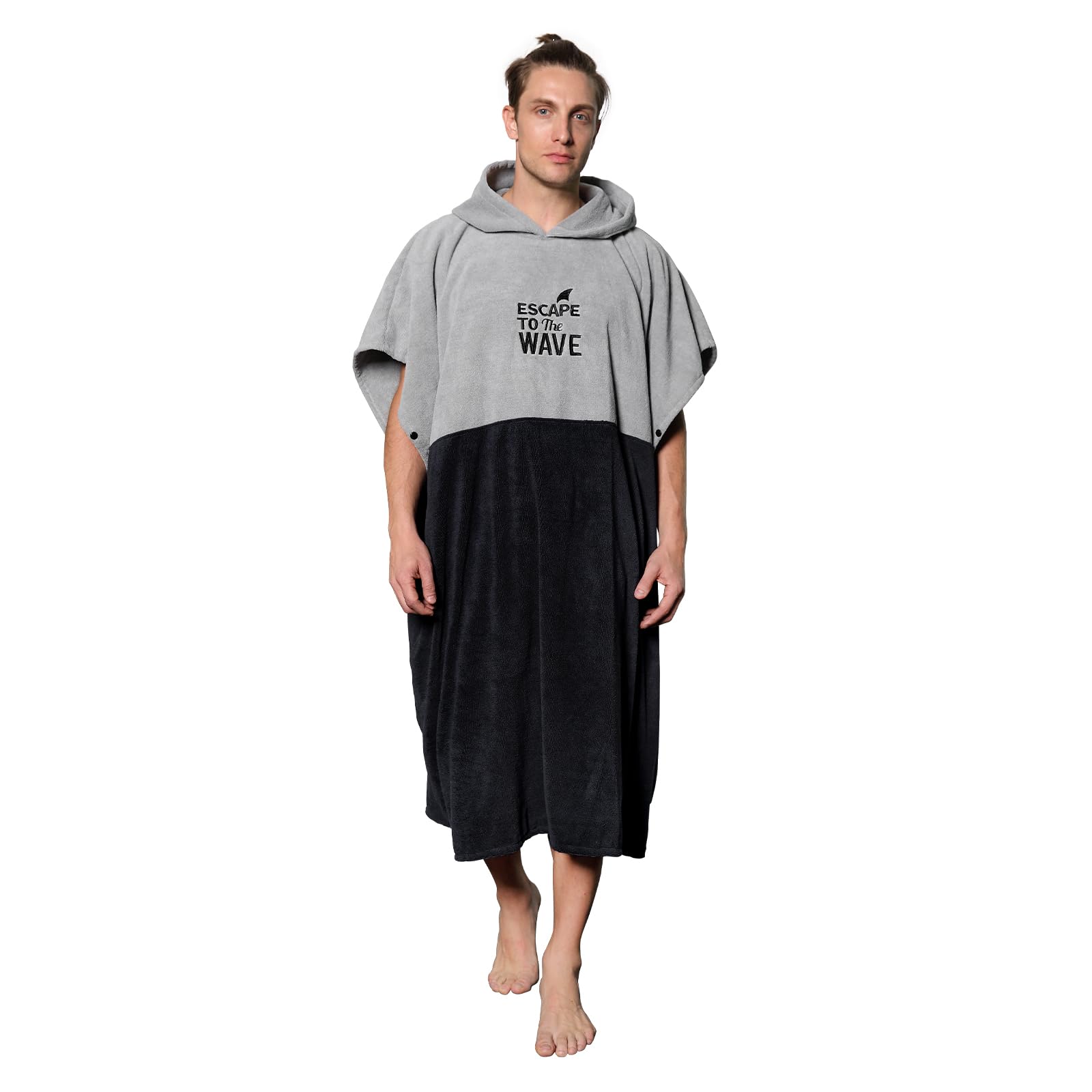 Vulken Bathrobe with Hood, Surf Poncho for Changing Public Men L XL Large Thick
