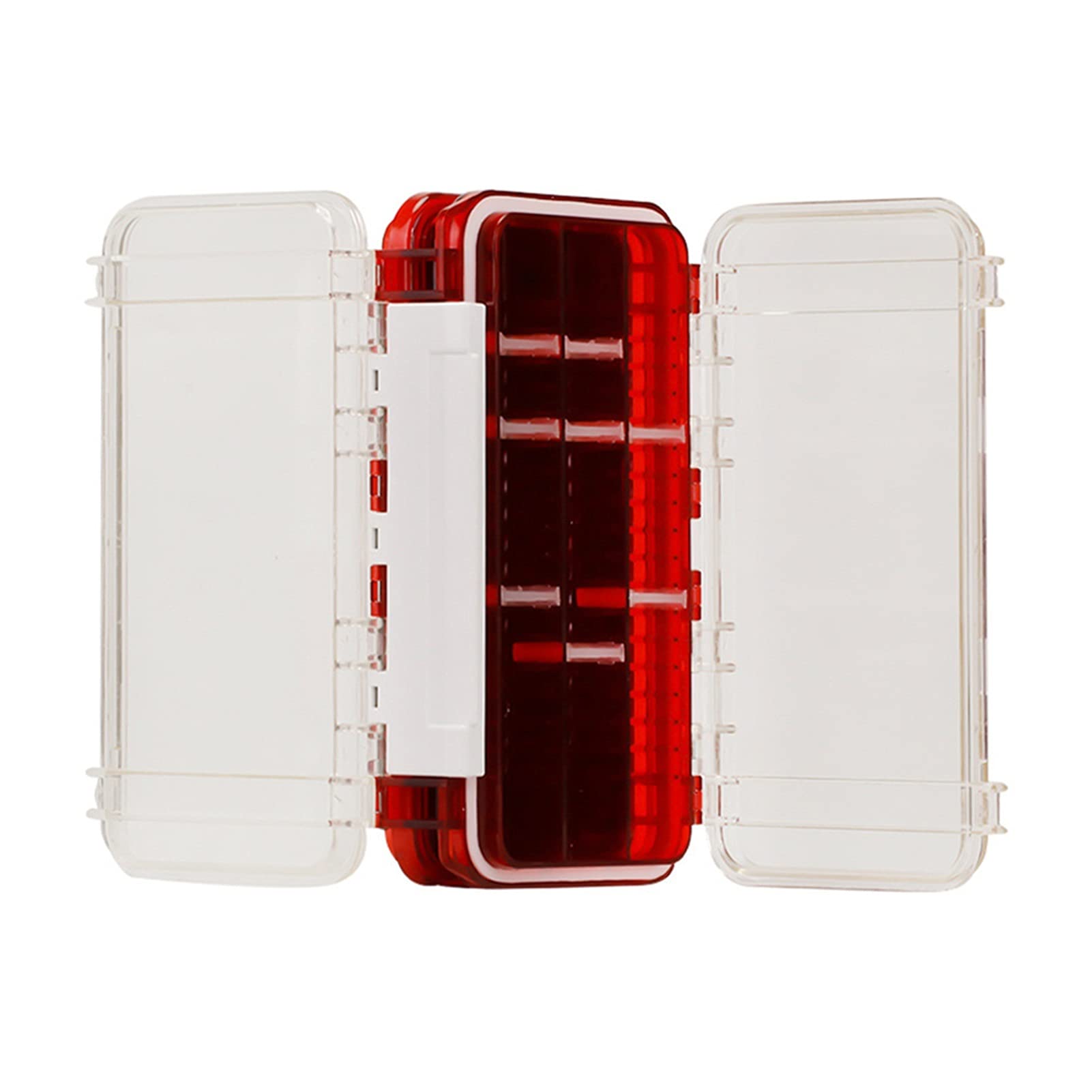 Angelzubehör Angelköder Haken Aufbewahrungsbox Doppelseitige Angelgerät Werkzeuge Organizer Hülle Fischhaken Köderköder Aufbewahrungskoffer Kleinteilebox (Color : Rood)