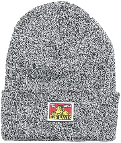 Ben Davis Beanie Unisex Mens Cuffed Knit Beanie Hat Double Layered Winter Cap[Merled Black, One Size Fit Most]