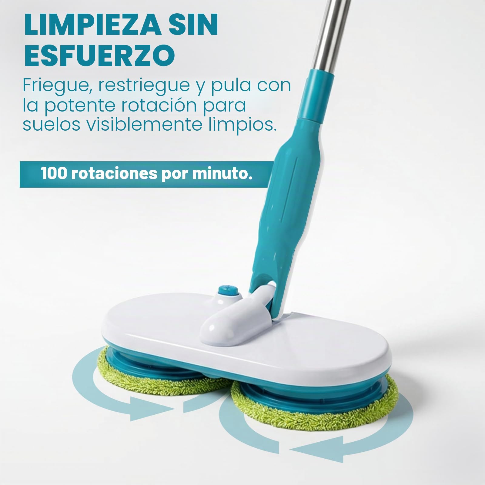 Fregona eléctrica Hurricane Floating Mop - Limpiaparabrisas Recargable para Fregar, Fregar y Fregar - con 2 Almohadillas de Microfibra 3