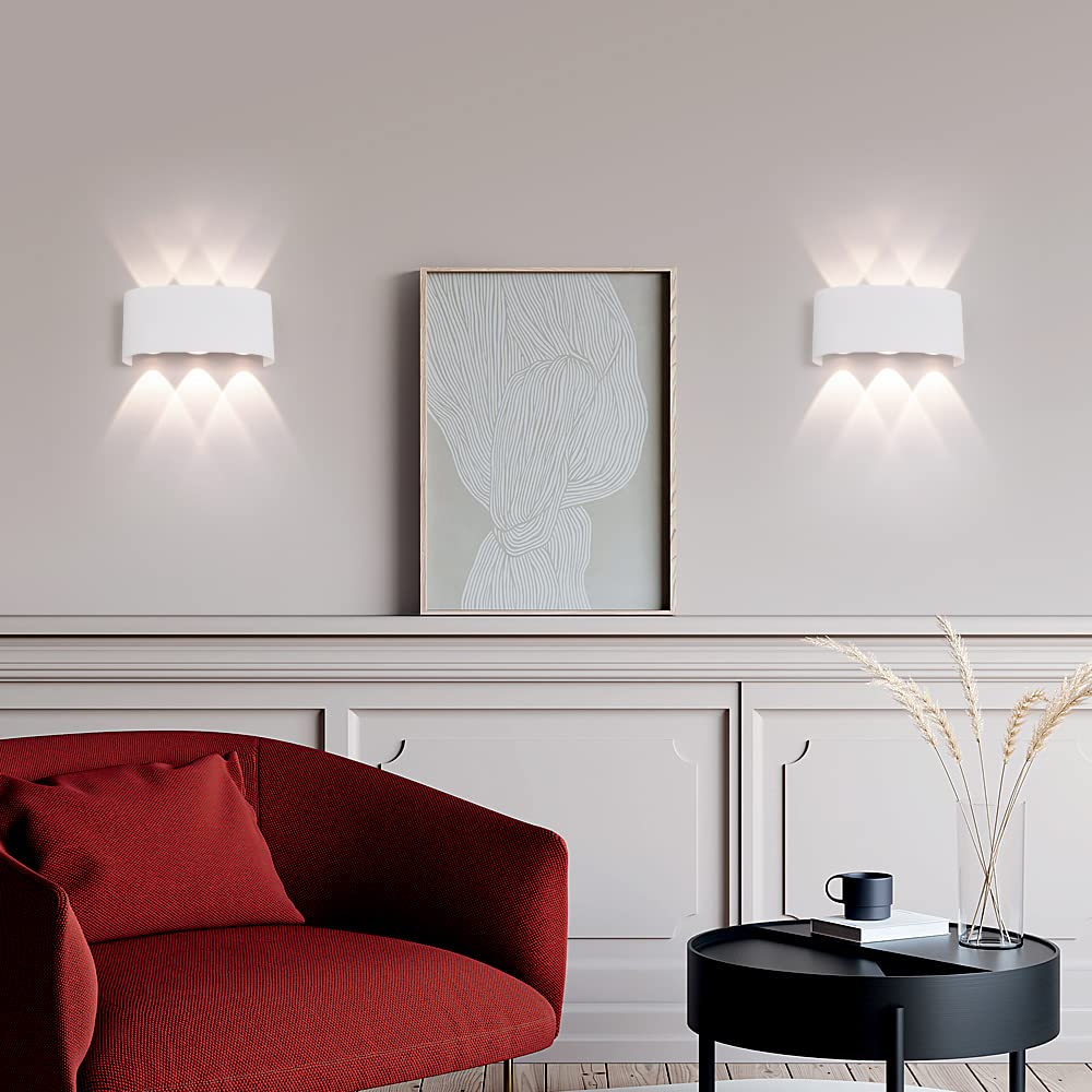 FUPE 2 Pack Lampada da Parete Esterno/Interno LED Applique da Esterni 12W 1200LM Up Down Faretto da Parete IP65 Impermeabile Moderno Lampade Muro Alluminio Bagliore su e giù (Bianco 3000K luce caldo)