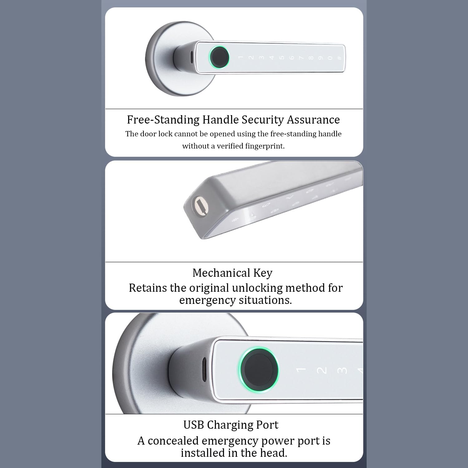 Maniglia Della Porta Con Impronta Digitale,Serratura Elettronica Con Tastiera a Sfioramento,Serratura Intelligente Con Tastiera Touch e Funzioni Smart,Per Porta d'Ingresso, Casa, Ufficio, Appartamento
