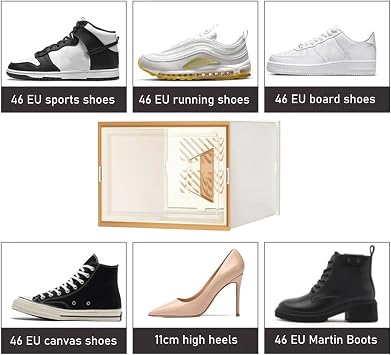Shoe Boxes Large Shoe Box Plastic Stackable Shoe Storage Boxes, Sports Shoe Storage Cabinet, Shoe Organizer Container with Lids, Easy to Assemble (Color : Black, Size : 24pcs)