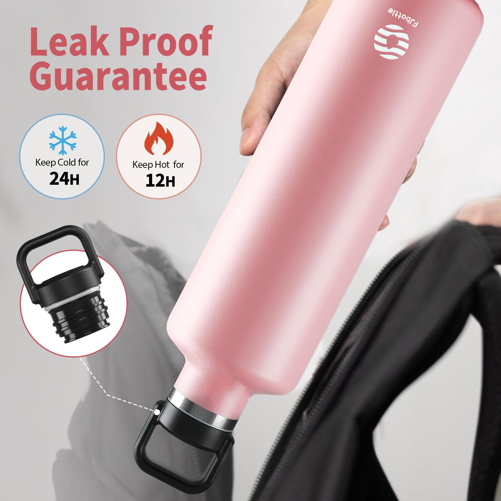 Healter 1.75 litre Water Bottle Stainless Steel, Pink, 1750ml - Image 3
