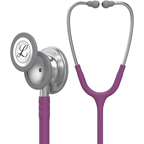3M Littmann Classic III Monitoring Stethoscope, 5831, More Than 2X as Loud, Weighs Less, Stainless Steel Chestpiece, 27" Plum Tube