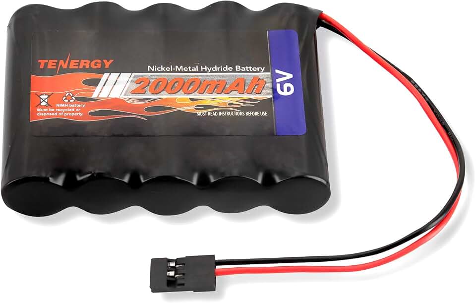 Tenergy NiMH Receiver RX Battery with Hitec Connectors 6V 2000mAh High Capacity Rechargeable Battery Pack for RC Airplanes/RC Aircrafts and More