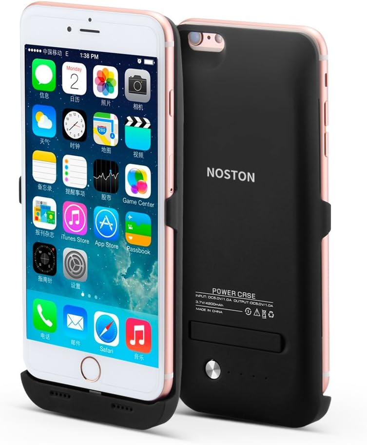 iPhone 6 6s Plus Battery Case NOSTON Ultra Slim 4200mAh Extended 120% Battery Case for iPhone 6 6s Plus (5.5 inch) (Black)