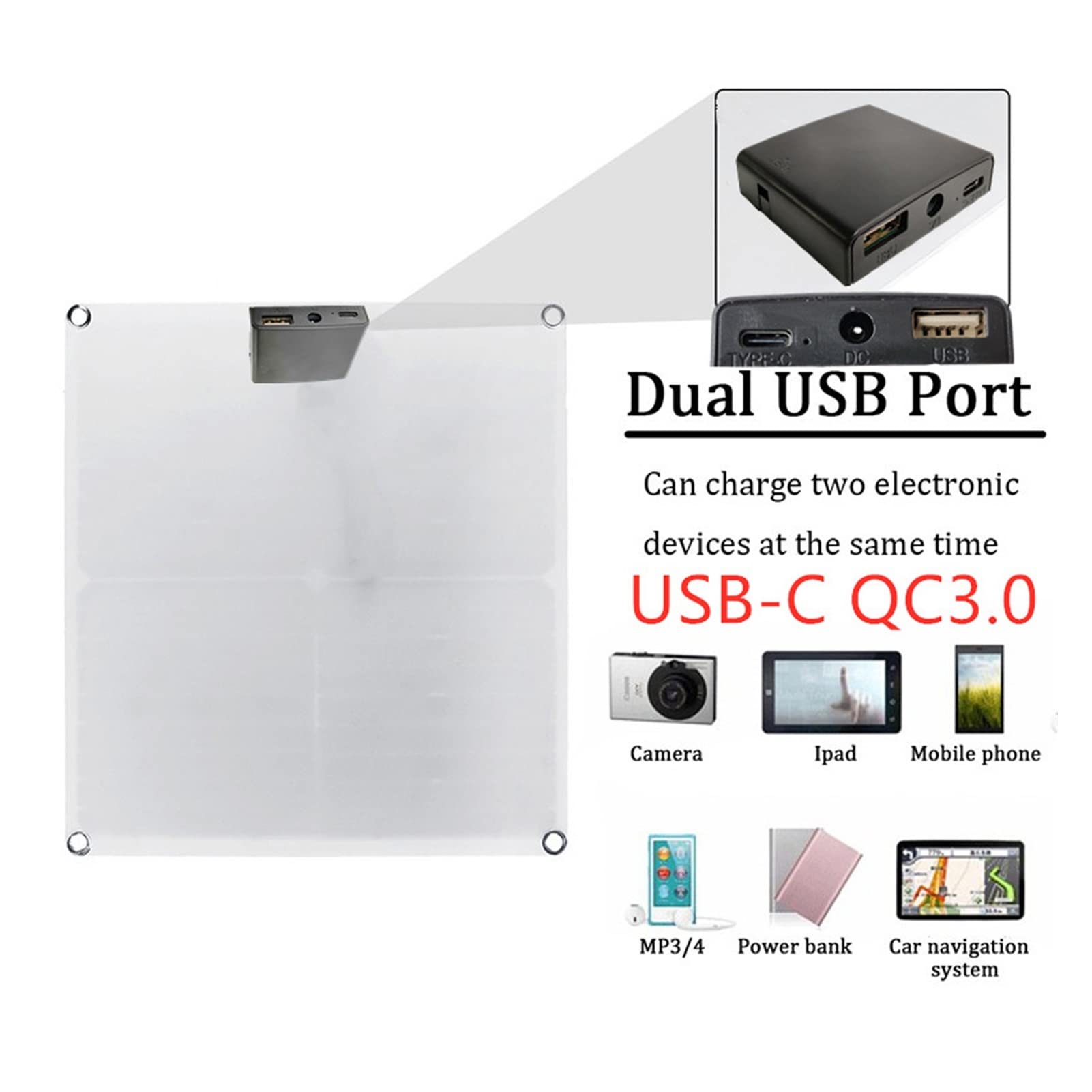 Panel Solar, 60 0W 200W Panel solar 18 V Sun Power Cells Solar Bank Pack con Cubierta de conector Controlador Solar IP65 for automóvil telefónico RV Cargador de botes(80A)