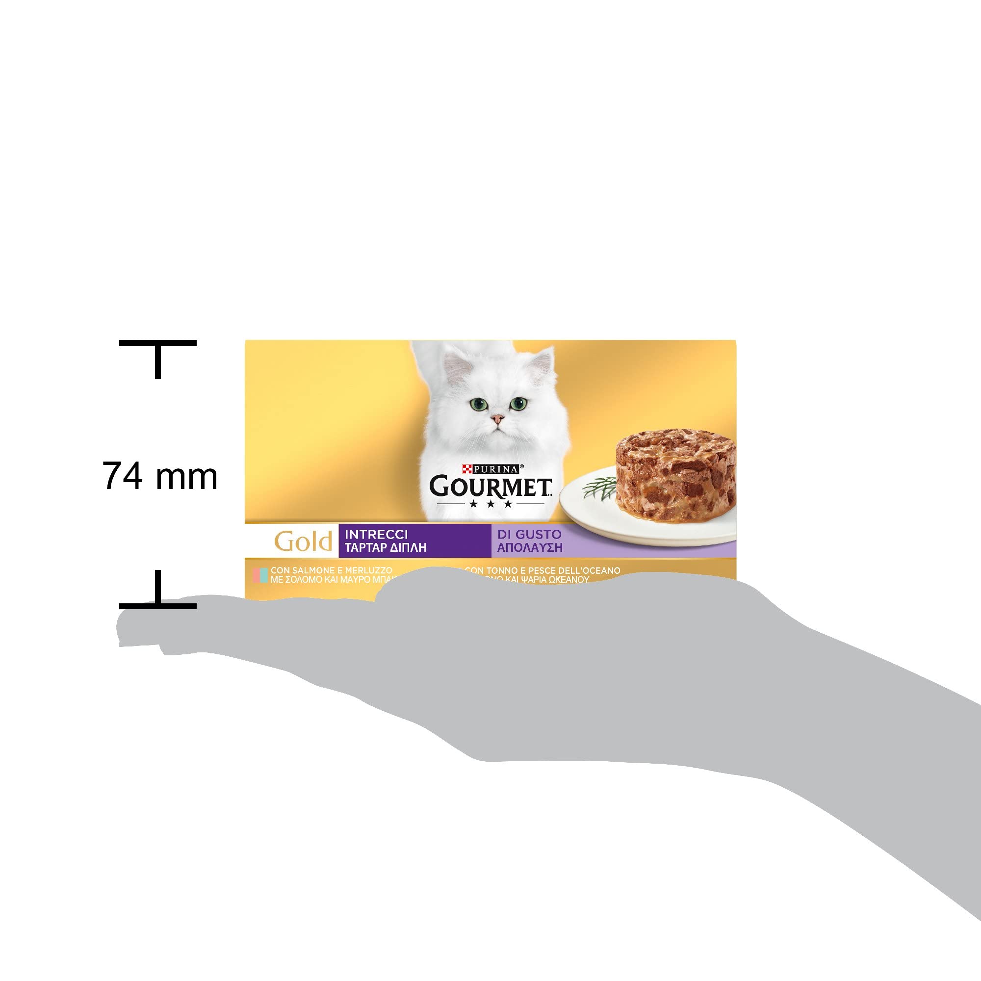 Purina Gourmet Gold Umido Gatto Intrecci Di Gusto, con Salmone e Merluzzo, con Tonno e Pesce Dell'oceano - 48 lattine da 85 g ciascuna (Confezione da 48 x 85 g)