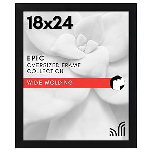 Americanflat 18x24 Poster Frame with Polished Plexiglass - Black Picture Frame - Wide Photo Frames Made of Engineered