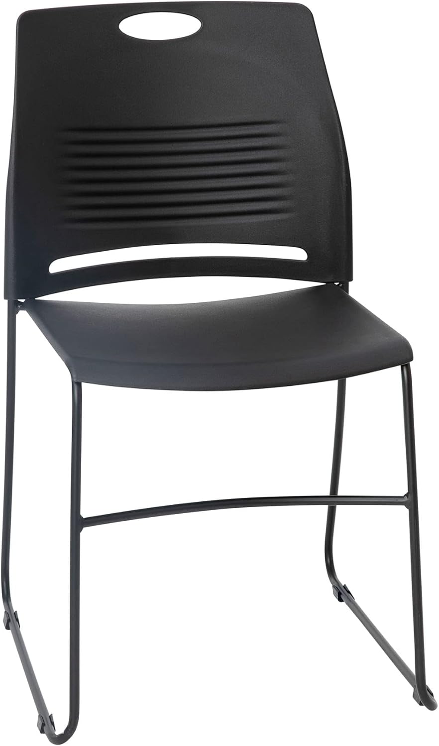 Flash Furniture Hercules Series Commercial Stack Chair - 660 lb. Capacity - Durable Black Perforated Plastic Back - Black Powder Coated Steel Sled Base