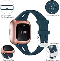 Vista 3 de Ouwegaga Compatible con correas Fitbit Versa para mujeres y hombres, Versa 2, azul pizarra, talla S