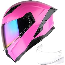 成人男士和女士摩托车全脸头盔 街头自行车赛车头盔 DOT 批准,带有一个额外的透明护罩