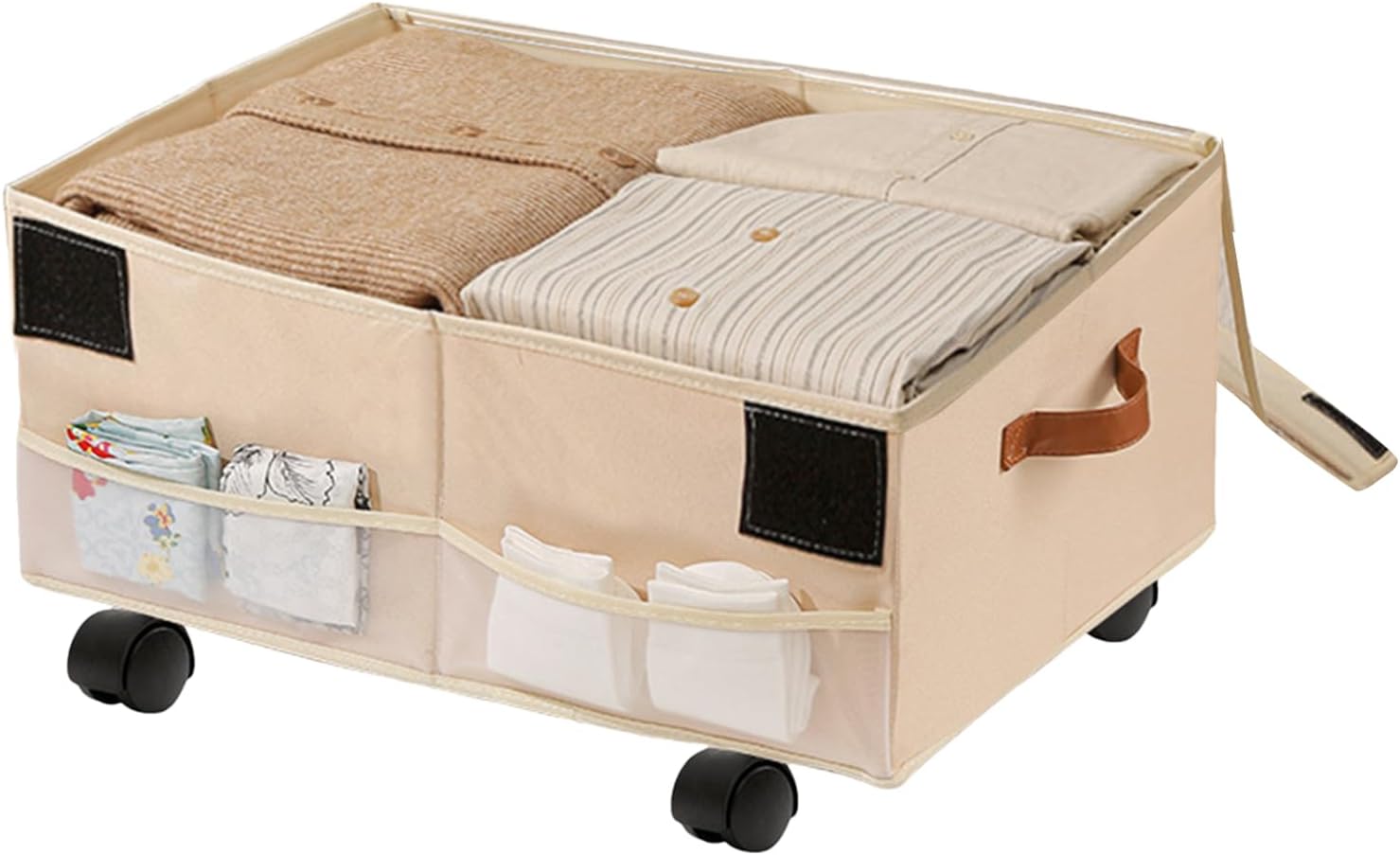 Rolling Storage Box - Rolling Tote Box | Storage Totes With Wheels | Wheeled Cargo Organizer | Travel Organizer Bin | Thickened Bedroom Basket | Foldable Car cadddy For Car, Camping, Travel, College,