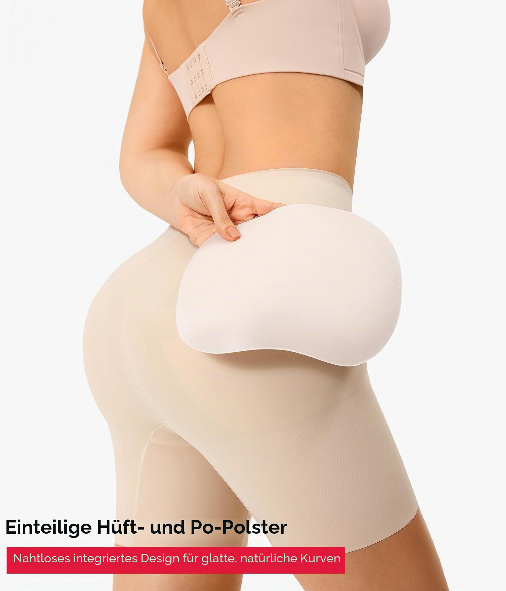 Nebility Damen Butt Lifting Shapewear – Integrierte Hüft- und Po-Pads, mittelhohe Taille, gepolsterte Shaper-Shorts, Booty Enhancer Lifter
