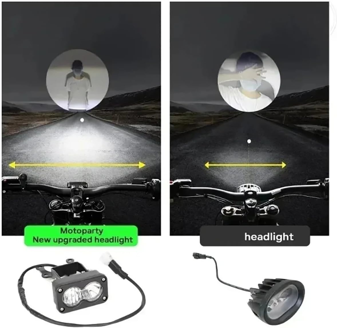 Motorcycle Driving Lights Headlight Kit Fit for Sur-Ron Segway X260, with Adapter Harness and Control Switch, 20W 6000-6500K LED Light Bar Headlamp (White)