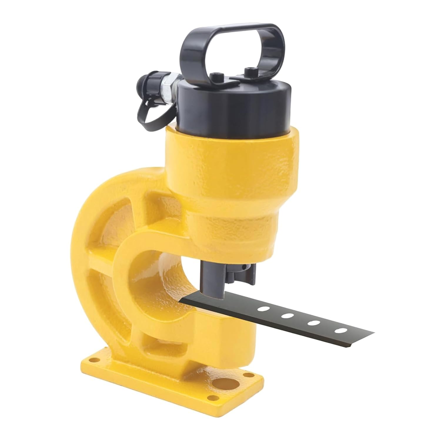Hydraulic Hole Punching Tool, Heavy Duty Steel Puncher Machine with 4 Dies and Padding Plate, 31T Pressure, Yellow, 23 x 34.5cm