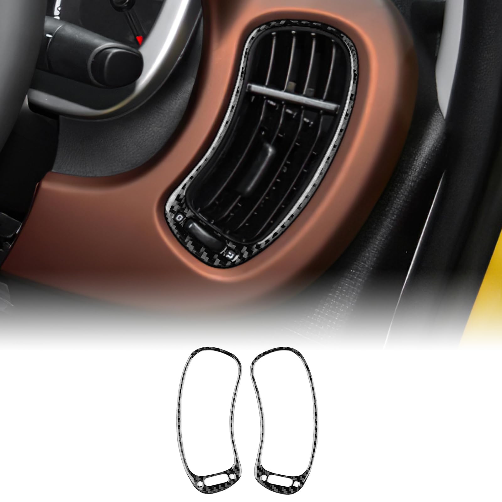 KUNGKIC Per Fiat Panda 169 319 2013-2025 in fibra di carbonio, console centrale auto, cruscotto, entrambi i lati, telaio di scarico dell'aria, adesivo per interni, accessorio decorativo, regalo (nero)