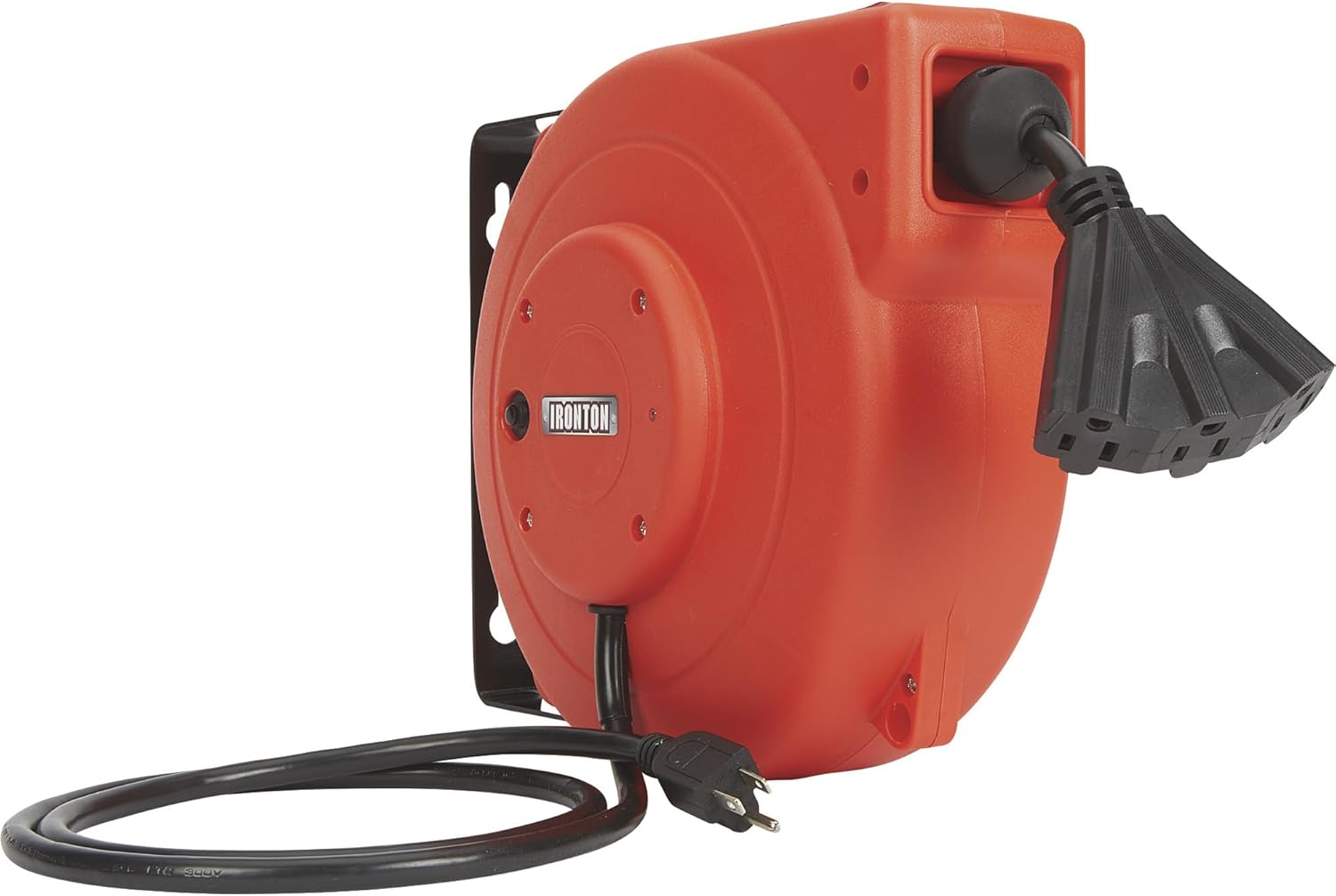Ironton Retractable Extension Cord Reel - 40ft. 12/3, Triple Tap