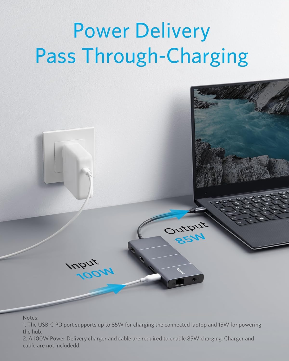 Anker PowerExpand+ 11-in-1 USB-C Adapter Hub, mit 4K@60Hz HDMI und DP, 85W Power Delivery, USB-C und 3 USB-A Datenports, 1 Gbps Ethernet, 3.5mm Audio, microSD und SD Speicherkartenleser