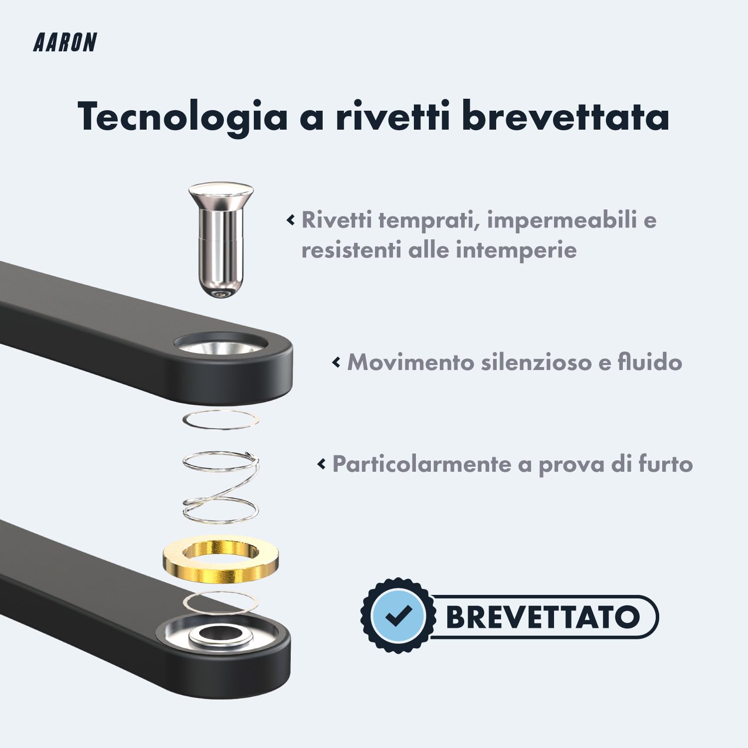 AARON Premium - Lucchetto pieghevole sicuro livello 18, serratura brevettata ad alta sicurezza con supporto, chiusura leggera per bicicletta elettrica, bici da strada, moto, MTB