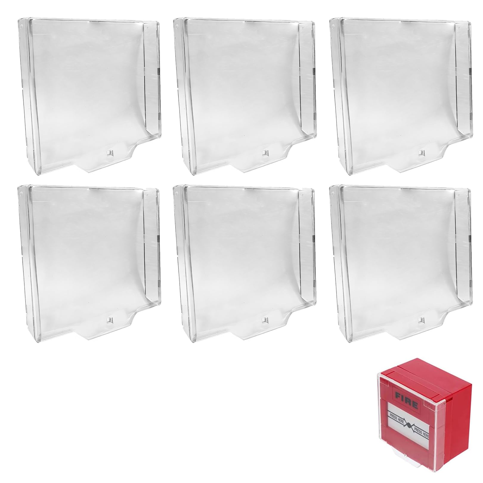Kangwfan Transparent 6Pcs Call Point Cover,Hinged Clear Fire Alarm Protective Covers,Compatible With Eaton Menvier And Other Call Point Models