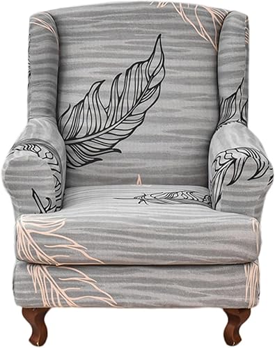 KRFOONN Fundas elásticas para silla con alas estampadas, 2 piezas, fundas para silla con respaldo de ala, de elastano suave, fundas protectoras de