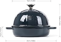 Vista 2 de HAWOK Cloche de pan de hierro fundido, diámetro 6.3 pulgadas/6.3 in, 0.57qt, bandeja para hornear de masa madre esmaltada azul marino