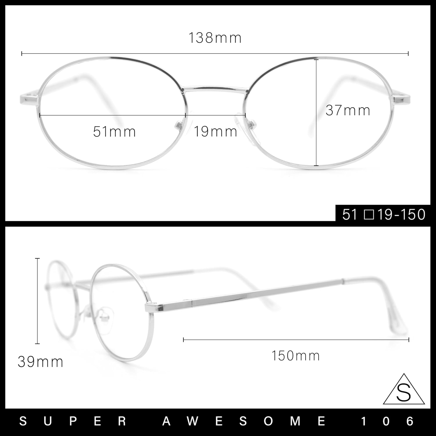 SA106 Classic Retro Oval Round Metal Rim Clear Lens Eyeglasses Gold - Clear - Image 5