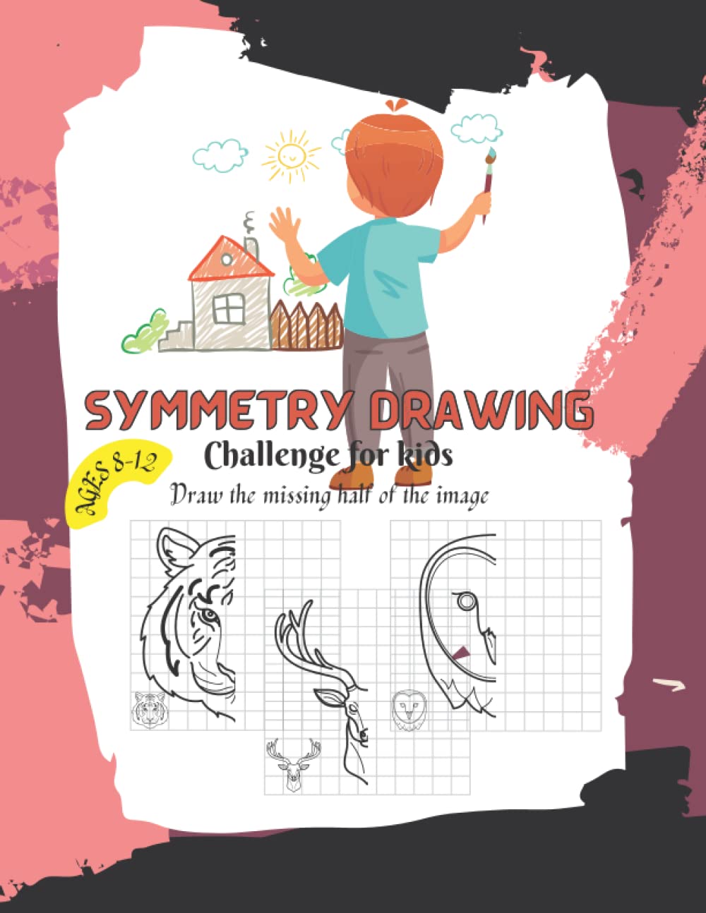 Symmetry Drawing Challenge for Kid, Draw the missing half of the image, ages 8-12