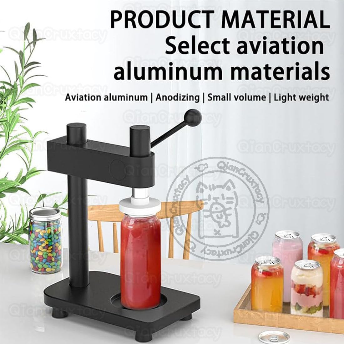 Höhenverstellbare Dosen-Versiegelungsmaschine (≤20 cm), Manuelles Aluminium-Verschließgerät aus Aluminiumlegierung, für Alu- & Kunststoffdosen bis 55mm, Für Soda, Saft & Konserven A500'1