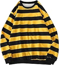 Long Sleeve Women's Striped Colourful Yellow Black Elegant T-Shirt Oversize Tops Top Round Neck Basic Y2k Shirt Long Sleeve Teenager Girls Sweatshirt Blouse