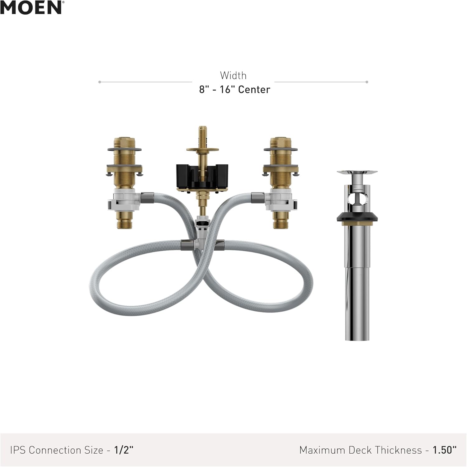 Moen Widespread Bathroom Sink Faucet Rough In Water Valve with Drain Assembly, 9000 - Image 5