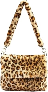 Handmade Women Vintage Retro Handbags Fashion Casual Leopard print fur shoulder Bag Tote Handle Purse Bag