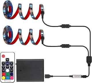 5050 RGB LED Strip Lights IP65 Waterproof 2Pcs 100cm Flexible Tape for Bike Scooter Skateboard Motorcycle Taillight Safety Lamp(RF 2 x 100cm,IP20 Non Waterproof)